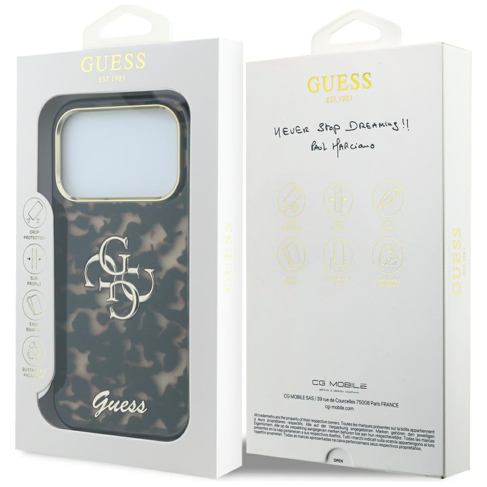 Hoesje voor Apple iPhone 18 Pro Max / 17 Pro Max, Guess, IML 4G Metal Script, Bruin