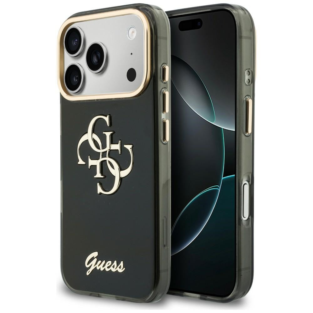 Hoesje voor Apple iPhone 18 Pro Max / 17 Pro Max, Guess, IML 4G Metal Script, Zwart
