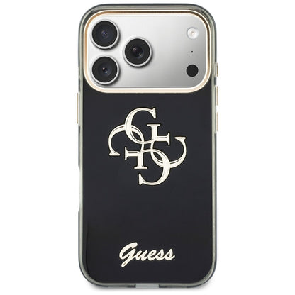 Hoesje voor Apple iPhone 18 Pro Max / 17 Pro Max, Guess, IML 4G Metal Script, Zwart