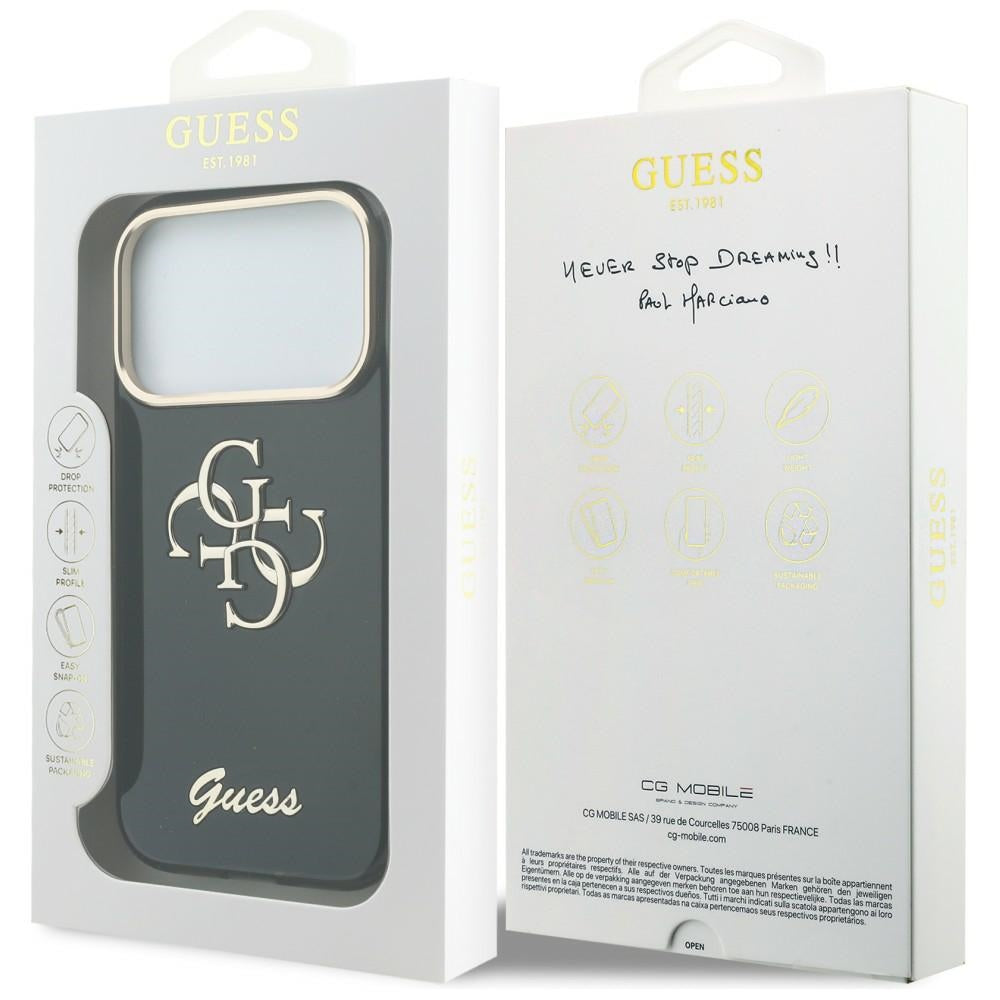 Hoesje voor Apple iPhone 18 Pro Max / 17 Pro Max, Guess, IML 4G Metal Script, Zwart
