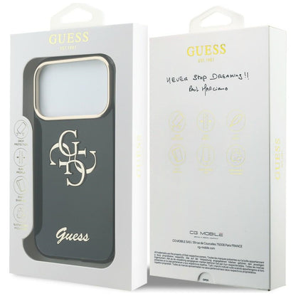 Hoesje voor Apple iPhone 18 Pro Max / 17 Pro Max, Guess, IML 4G Metal Script, Zwart