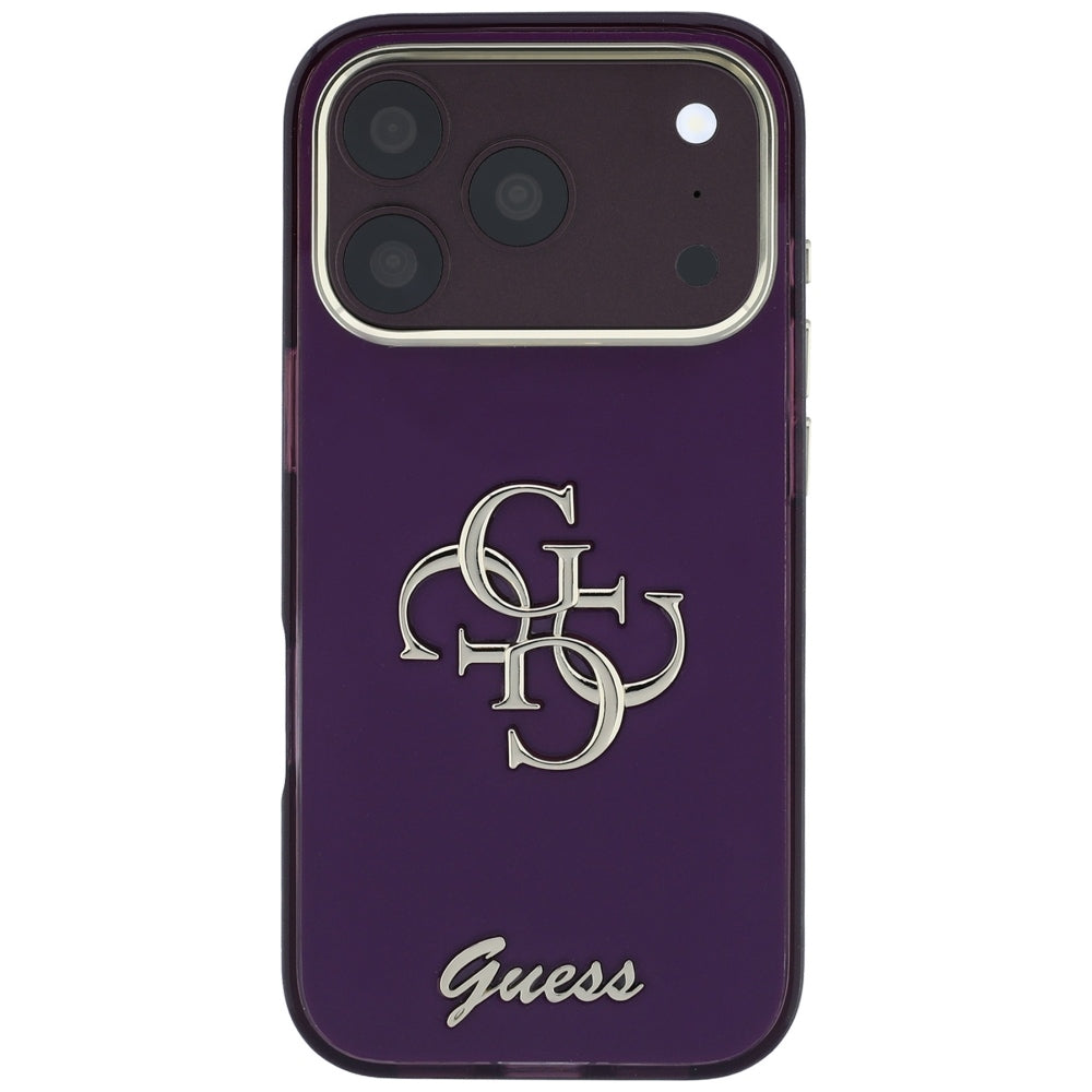 Coque pour Apple iPhone 18 Pro Max / 17 Pro Max, Guess, IML 4G Metal Script, Bordeaux