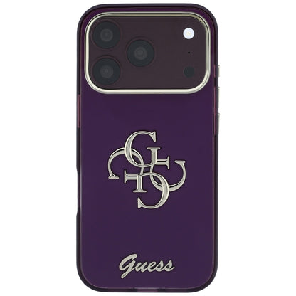 Coque pour Apple iPhone 18 Pro Max / 17 Pro Max, Guess, IML 4G Metal Script, Bordeaux