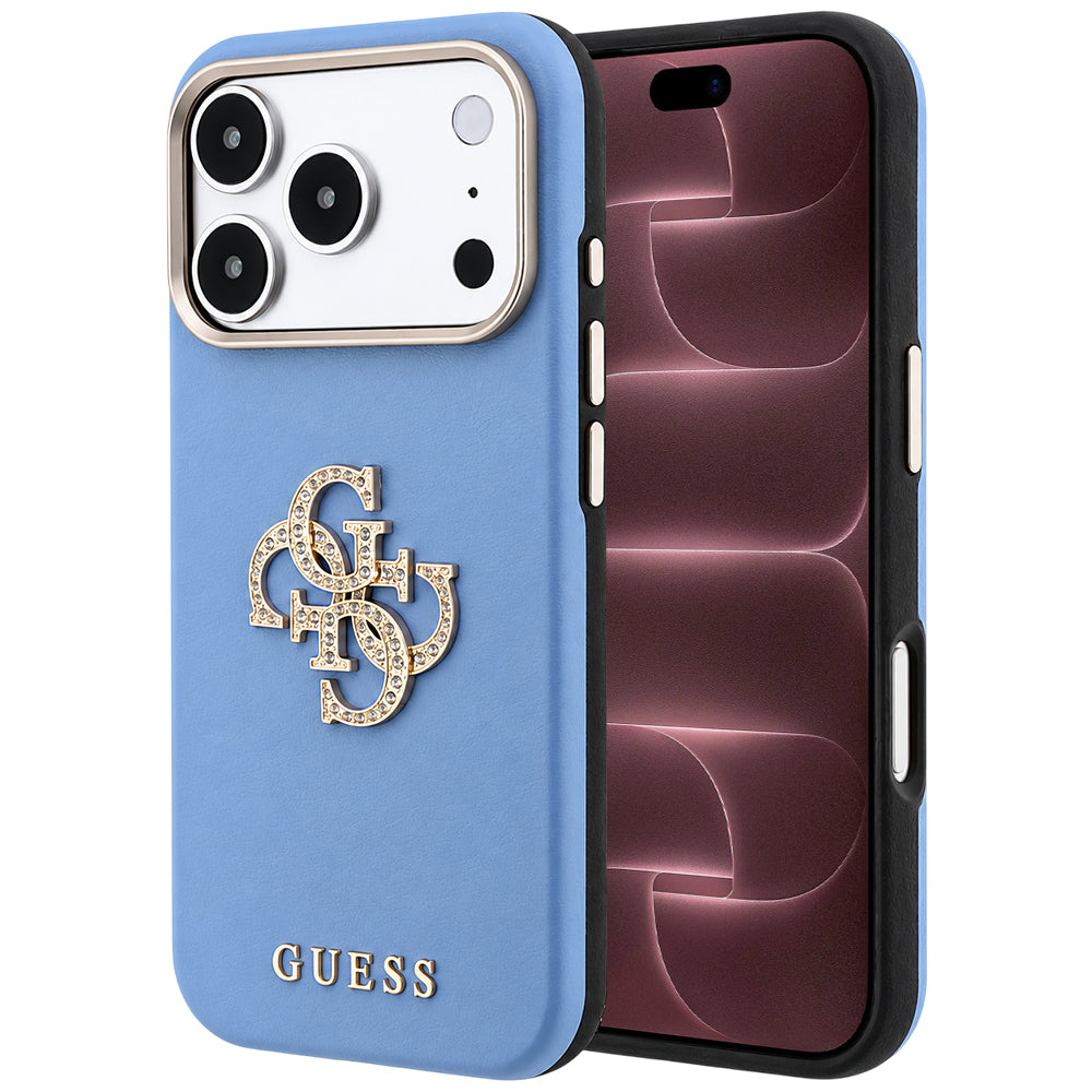 Hoesje voor Apple iPhone 18 Pro Max / 17 Pro Max, Guess, Smooth Big Strass Logo, blauw