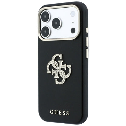 Coque pour Apple iPhone 18 Pro Max / 17 Pro Max, Guess, Logo Strass Lisse Grand, Noire