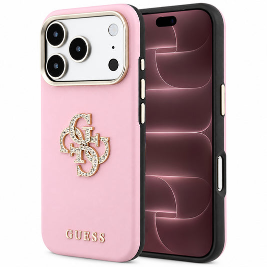 Hoesje voor Apple iPhone 18 Pro Max / 17 Pro Max, Guess, Smooth Big Strass Logo, roze
