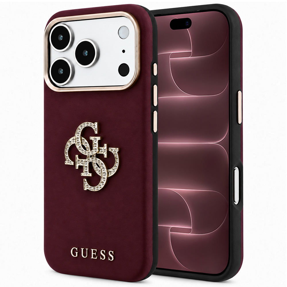 Hoes voor Apple iPhone 18 Pro Max / 17 Pro Max, Guess, Smooth Big Strass Logo, Bordeaux