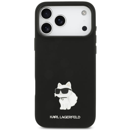 Coque pour Apple iPhone 18 Pro Max / 17 Pro Max, Karl Lagerfeld, Choupette Metal Pin, noire