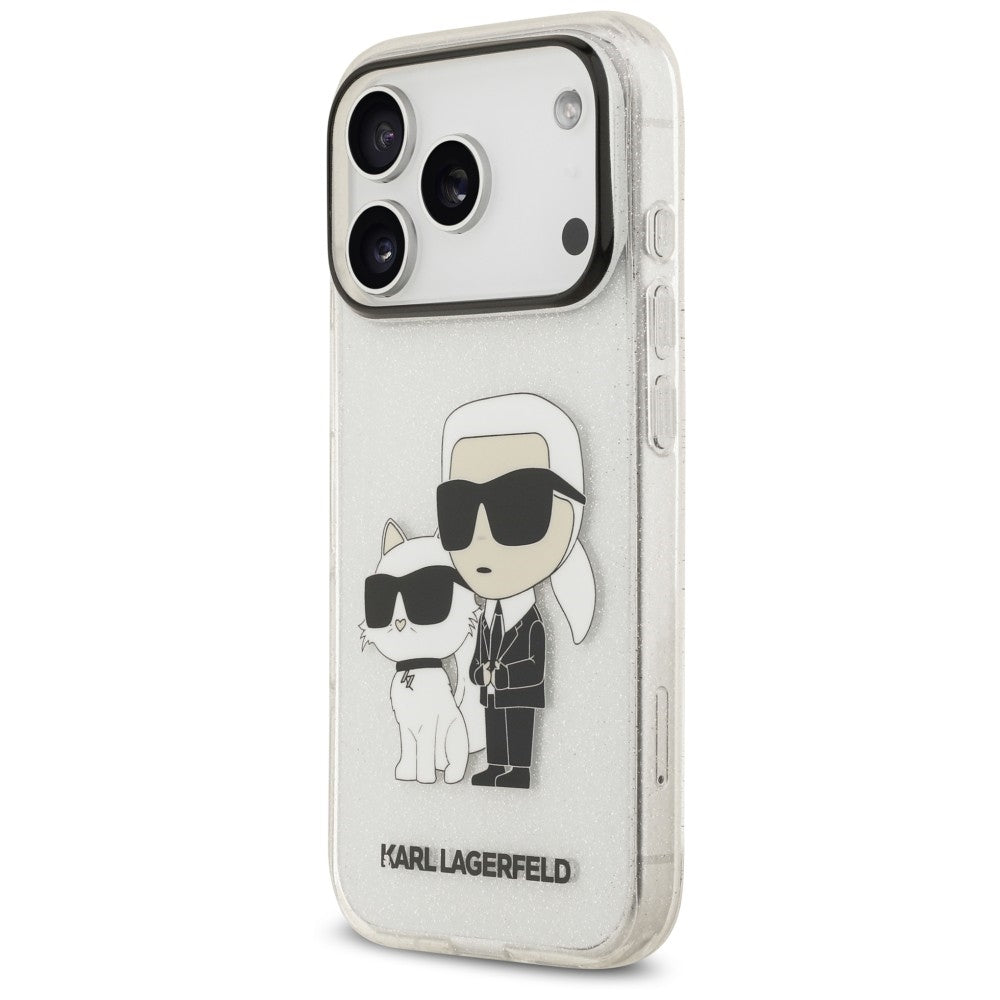 Coque pour Apple iPhone 18 Pro Max / 17 Pro Max, Karl Lagerfeld, IML Glitter Karl and Choupette NFT, transparente