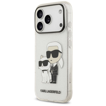 Coque pour Apple iPhone 18 Pro Max / 17 Pro Max, Karl Lagerfeld, IML Glitter Karl and Choupette NFT, transparente