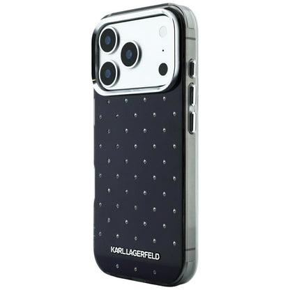 Case for Apple iPhone 18 Pro Max / 17 Pro Max, Karl Lagerfeld, IML Rhinestones and Electroplated Logo, Black