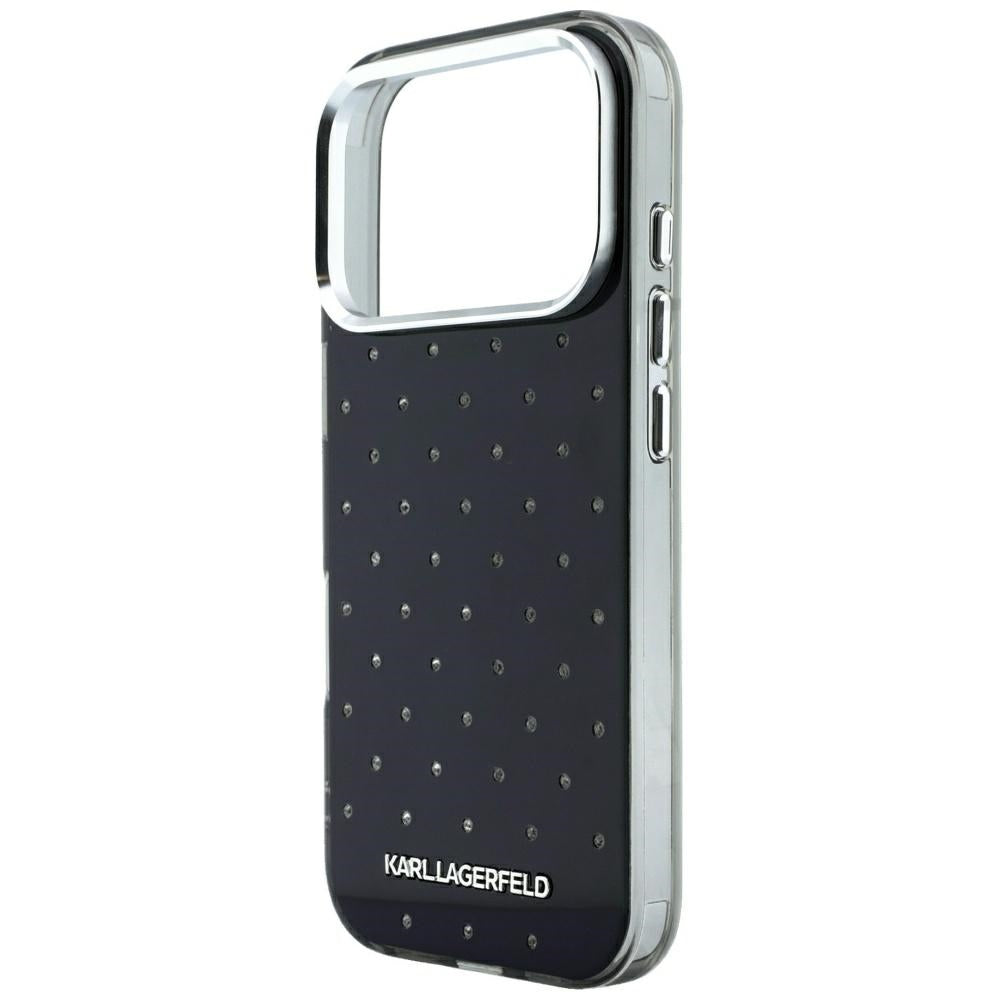 Case for Apple iPhone 18 Pro Max / 17 Pro Max, Karl Lagerfeld, IML Rhinestones and Electroplated Logo, Black