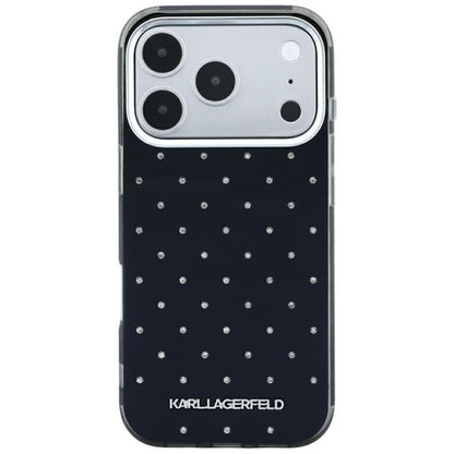 Case for Apple iPhone 18 Pro Max / 17 Pro Max, Karl Lagerfeld, IML Rhinestones and Electroplated Logo, Black