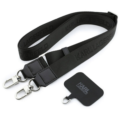 Étui pour Apple iPhone 18 Pro Max / 17 Pro Max, Karl Lagerfeld, Saffiano Crossbody Karl & Choupette Head's Pins Logo, bordeaux