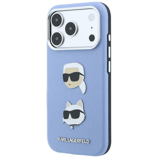 Hoes voor Apple iPhone 18 Pro Max / 17 Pro Max, Karl Lagerfeld, Saffiano met Karl & Choupette Head's Pin en Logo, Blauw
