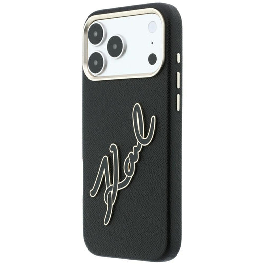 Hoes voor Apple iPhone 18 Pro Max / 17 Pro Max, Karl Lagerfeld, Smooth Big Resin Signature Logo, Zwart