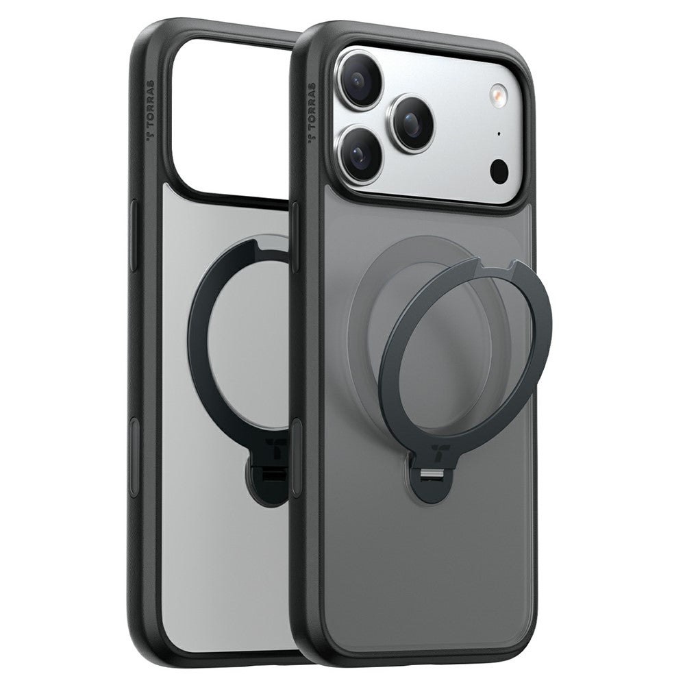 Coque MagSafe pour Apple iPhone 18 Pro Max / 17 Pro Max, Torras, Ostand Spin, Noire