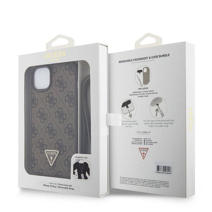 Étui pour Apple iPhone 15 Plus, Guess, Crossbody 4G Metal Logo, Marron, Reconditionné