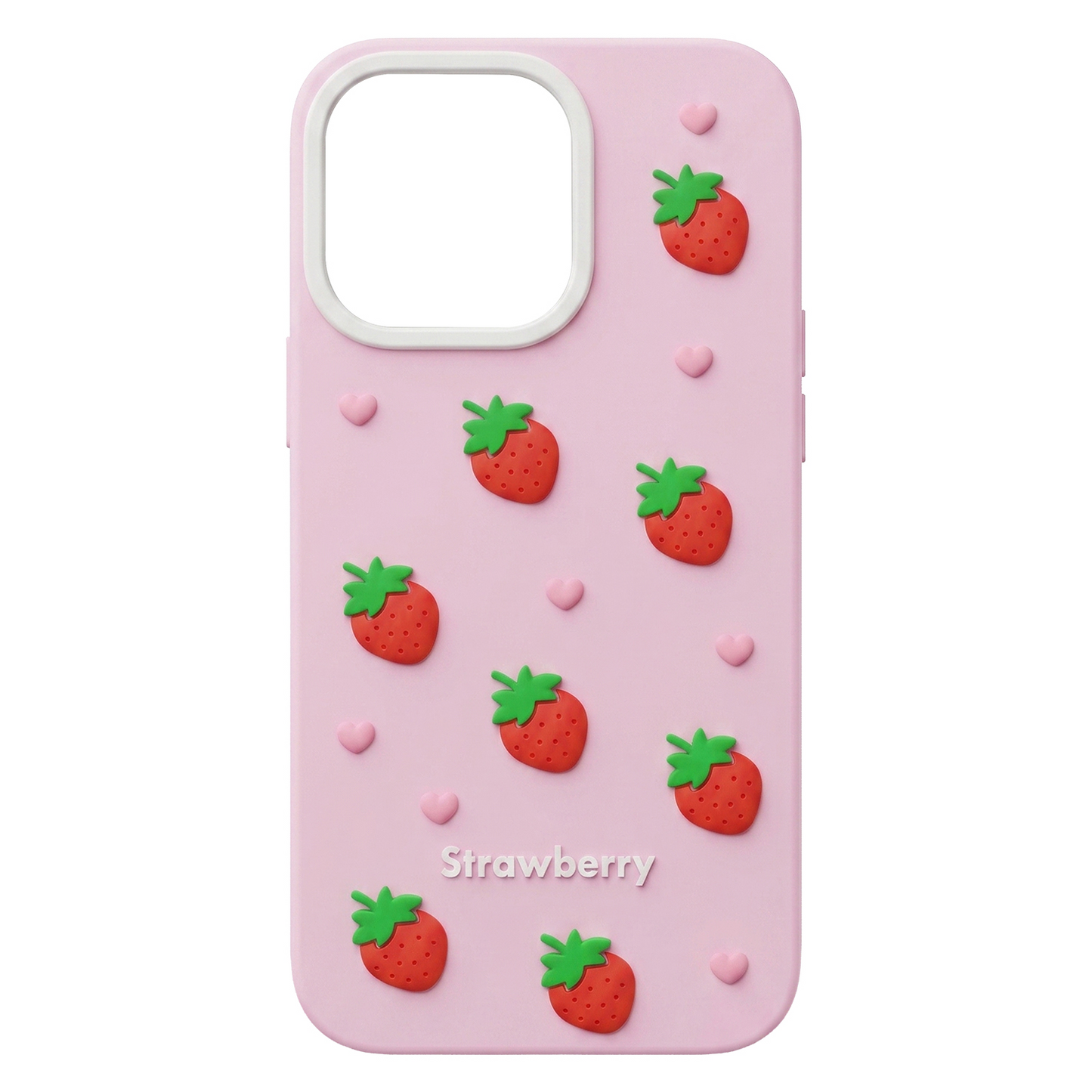 Hoesje voor Apple iPhone 15 / 14 / 13, OEM, Aardbei, Roze