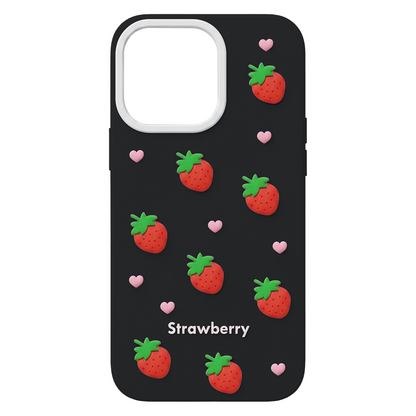Coque pour Apple iPhone 16 Pro, OEM, Strawberry, Noire
