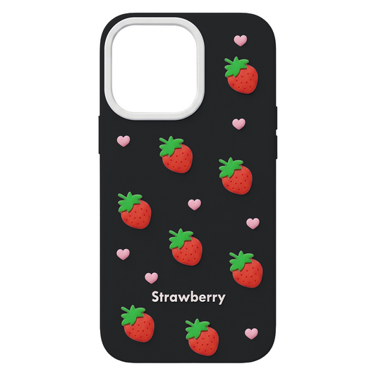 Hoesje voor Apple iPhone 17 Pro Max, OEM, Strawberry, Zwart