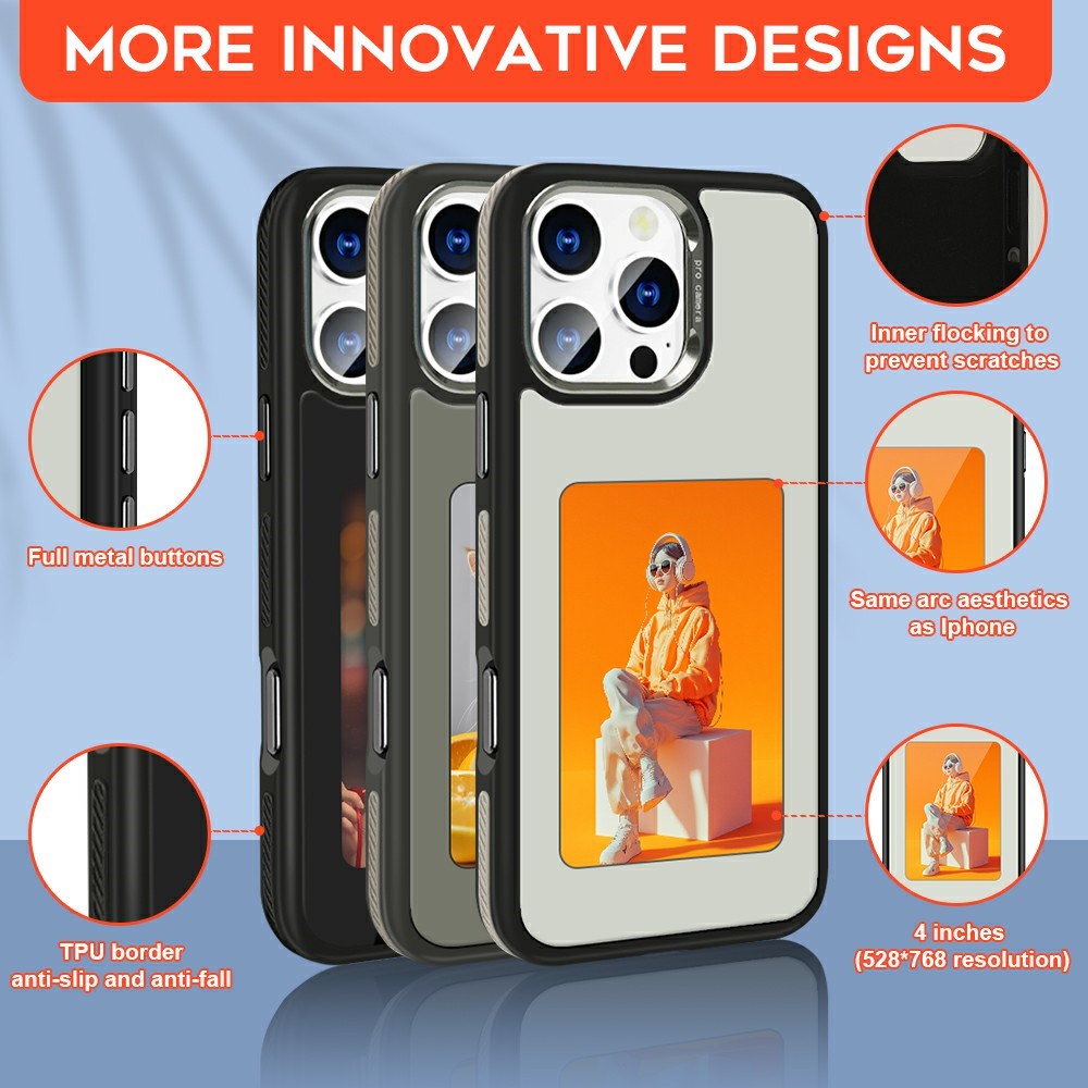 Hülle für Apple iPhone 16 Pro, OEM, Display Customized E-Ink (4 Zoll), Weiß