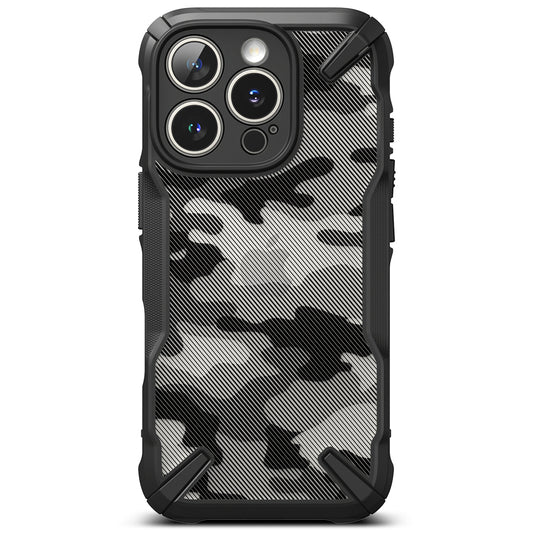 Hoesje voor Apple iPhone 16 Pro, Ringke, Fusion X Camo, Zwart 