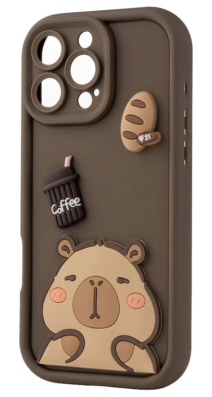 Hülle für Apple iPhone 17 Pro, OEM, Ultra Trendy 3D Capybara, Braun
