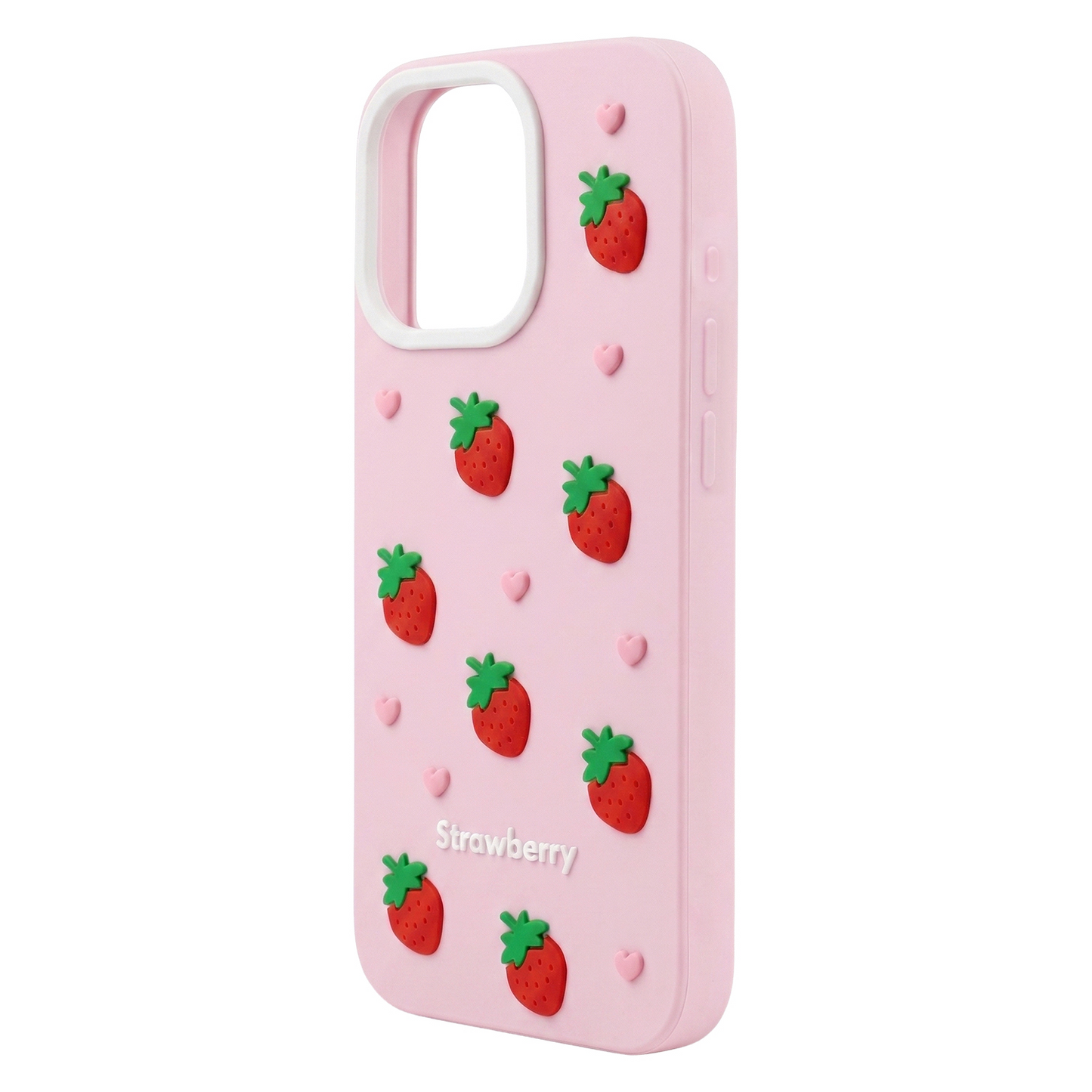 Hoesje voor Apple iPhone 15 / 14 / 13, OEM, Aardbei, Roze