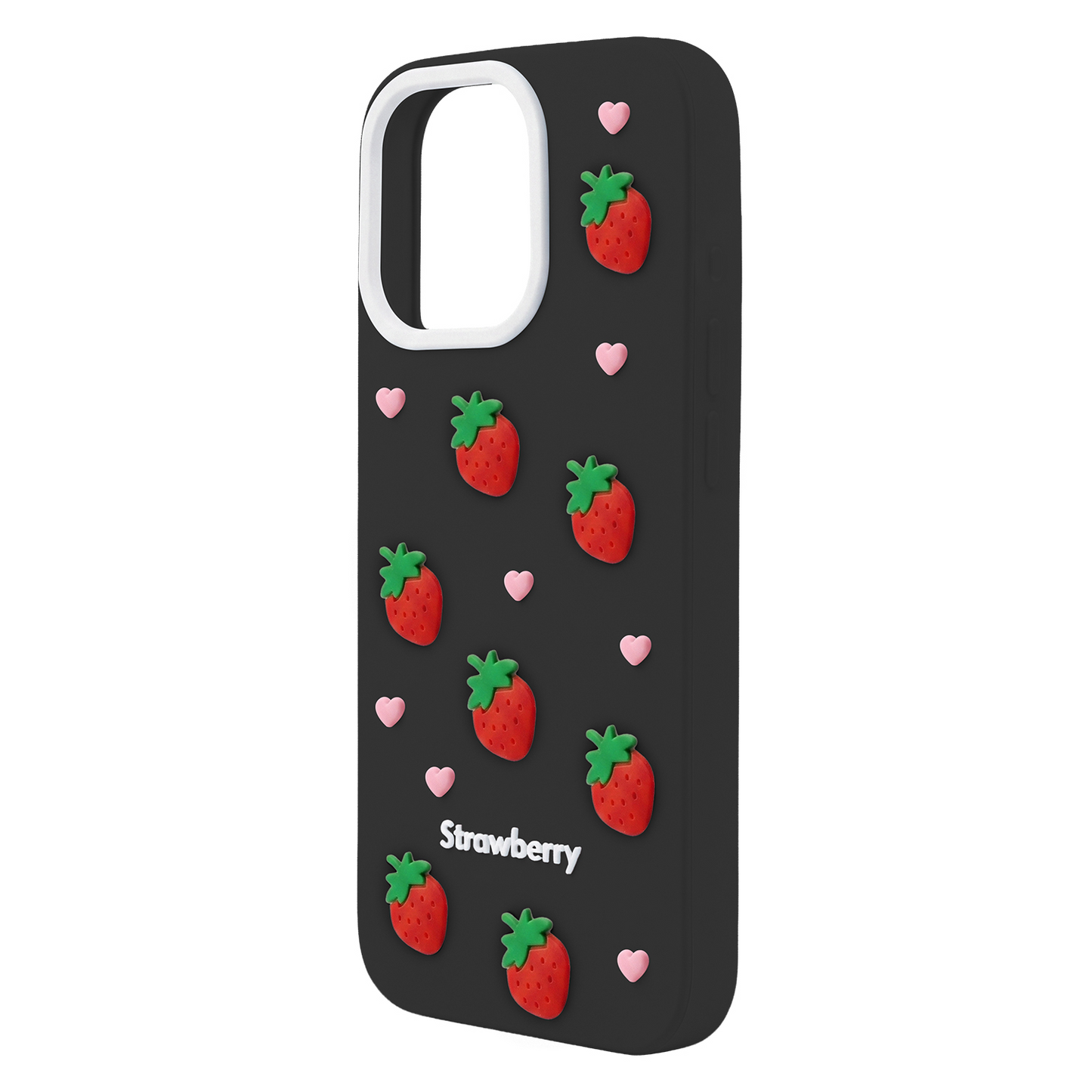 Case for Apple iPhone 15 / 14 / 13, OEM, Strawberry, Black