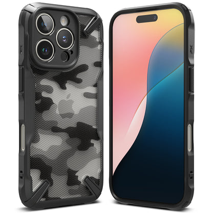 Hoesje voor Apple iPhone 16 Pro, Ringke, Fusion X Camo, Zwart 