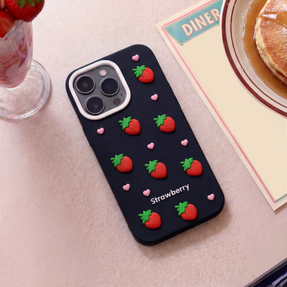 Coque pour Apple iPhone 17 Pro, OEM, Strawberry, Noire