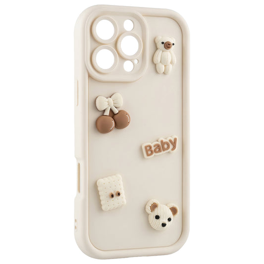 Hoesje voor Apple iPhone 14, OEM, Ultra Trendy 3D Bear, Beige