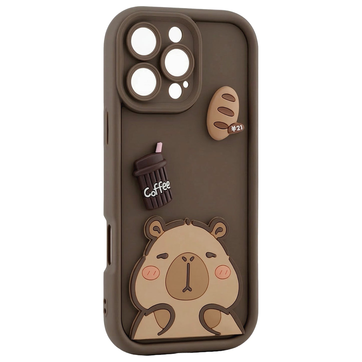 Coque pour Apple iPhone 13, OEM, Ultra Trendy 3D Capybara, Marron