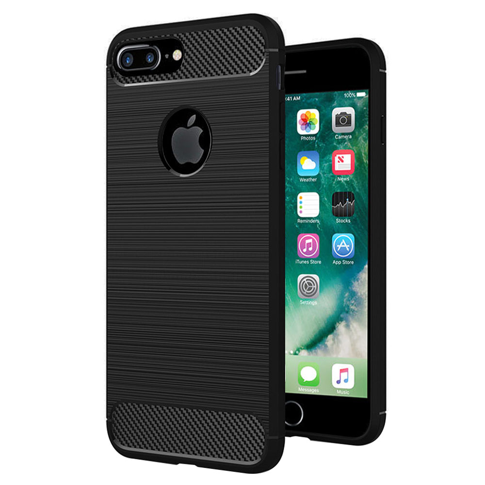Hülle für Apple iPhone 7 Plus, Techsuit, Carbon, Schwarz