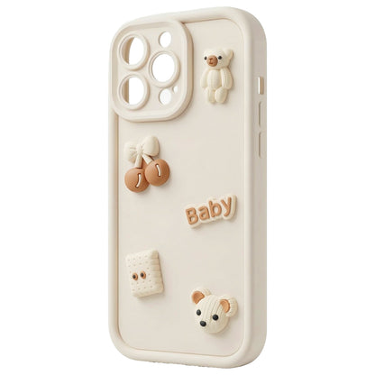 Hoesje voor Apple iPhone 14, OEM, Ultra Trendy 3D Bear, Beige