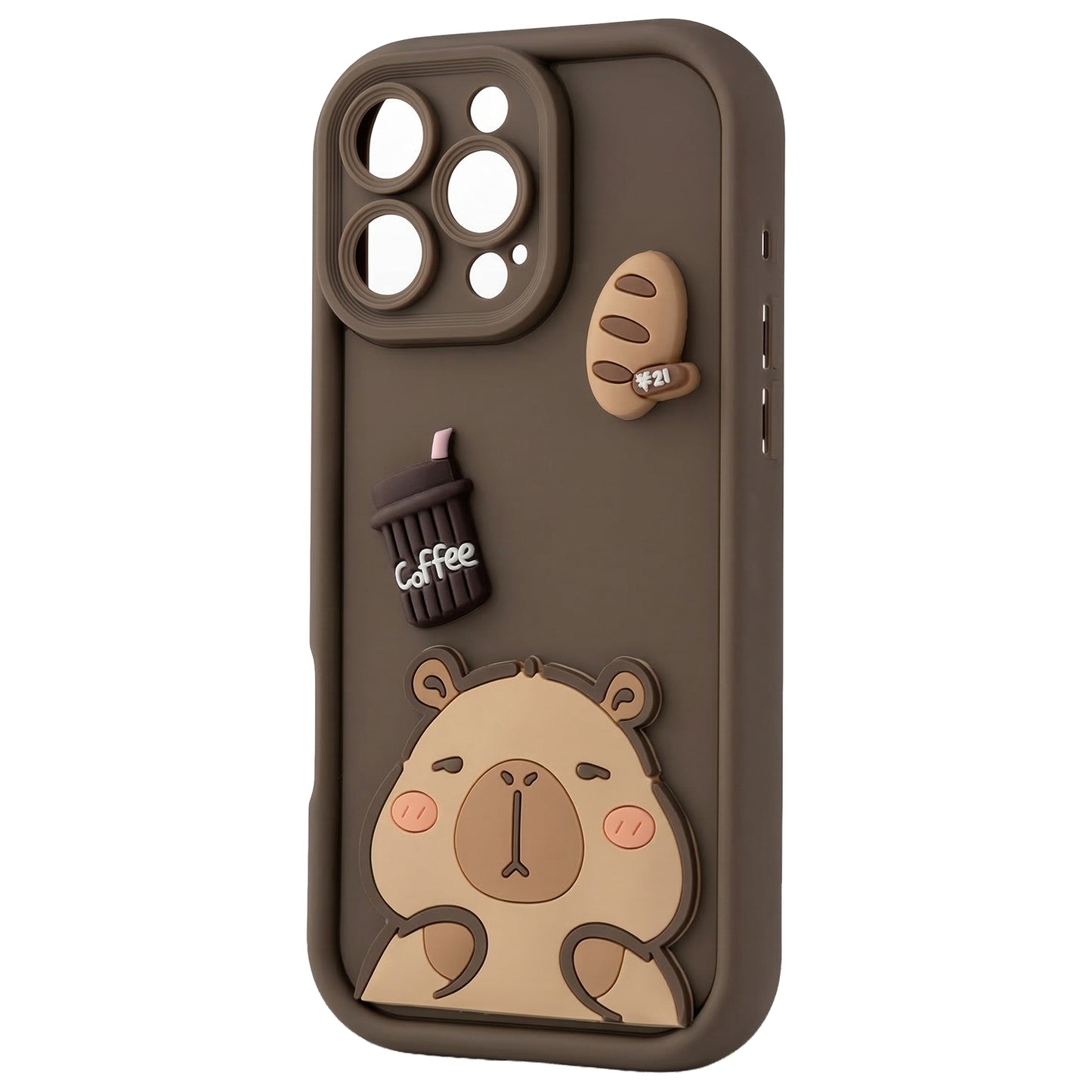 Coque pour Apple iPhone 14, OEM, Ultra Trendy 3D Capybara, Marron