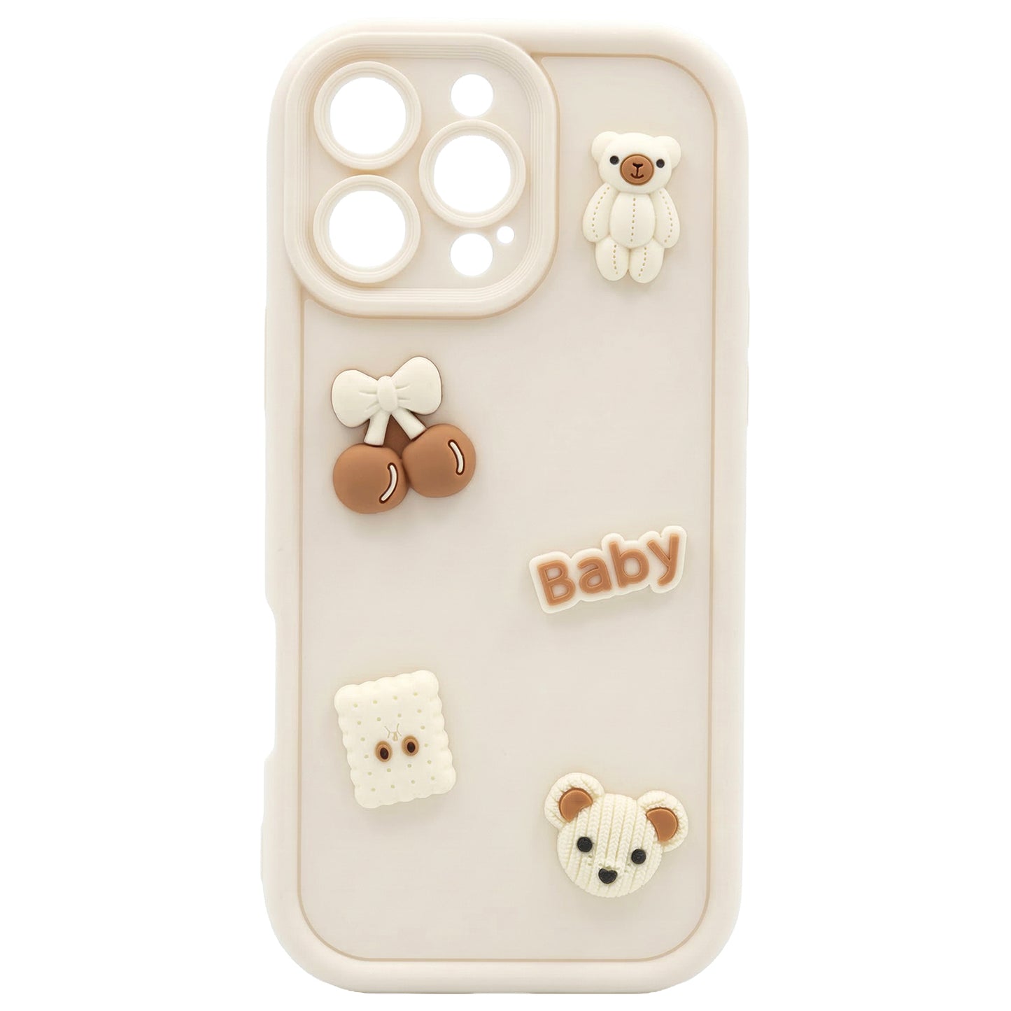 Hoesje voor Apple iPhone 14, OEM, Ultra Trendy 3D Bear, Beige