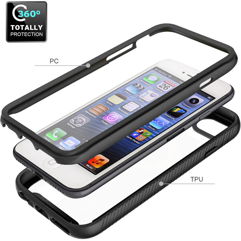 Hoes voor Apple iPhone SE (2016) / 5 / 5s, Techsuit, Defense360 Pro, Zwart