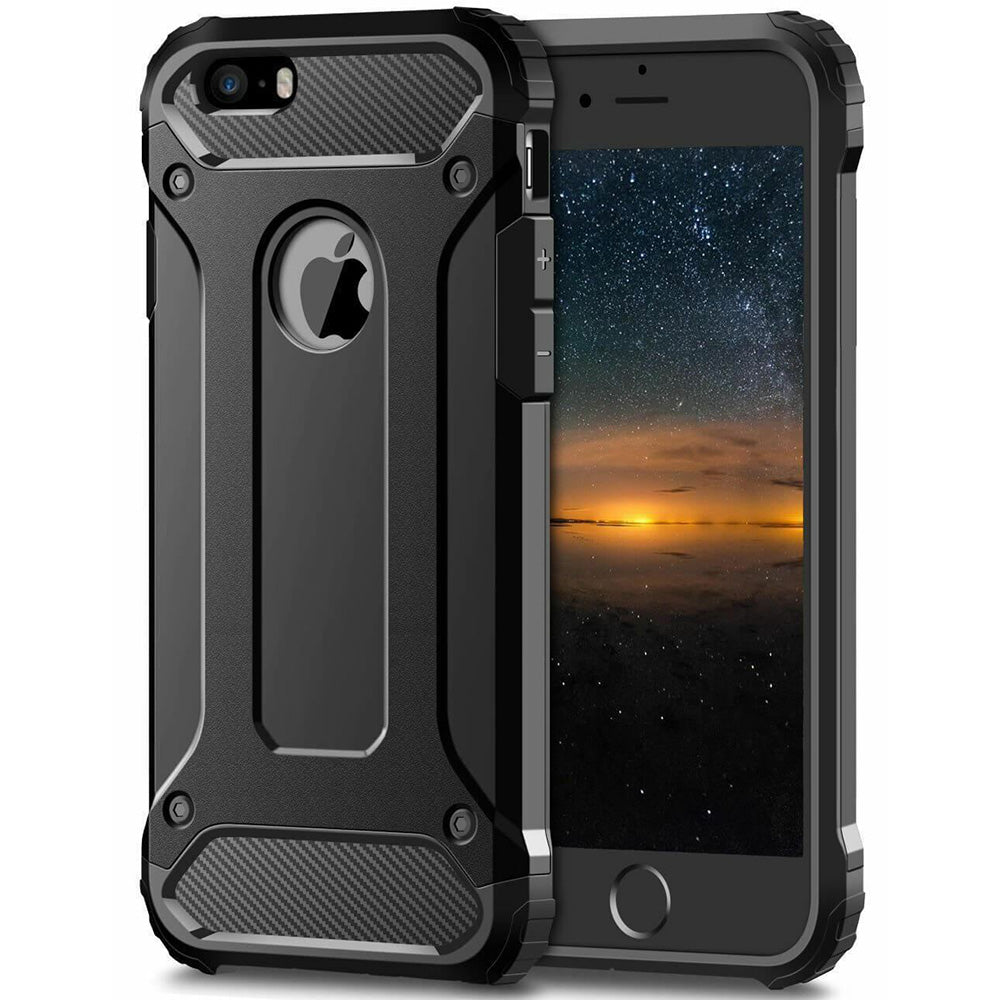 Hülle für Apple iPhone SE (2016) / 5 / 5s, Techsuit, Hybrid Armor, Schwarz