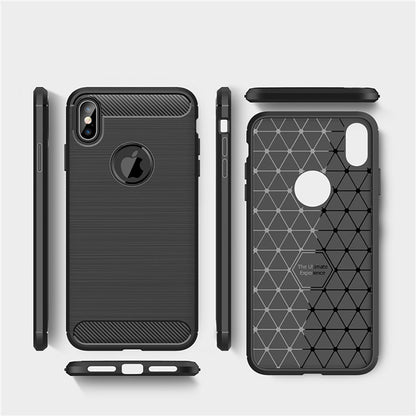 Hoes voor Apple iPhone XS Max, Techsuit, Carbon, Zwart