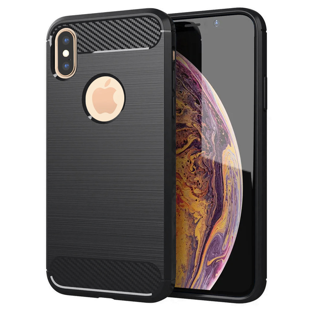 Hoes voor Apple iPhone XS Max, Techsuit, Carbon, Zwart