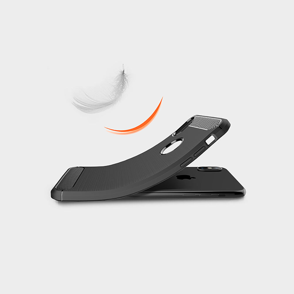 Hoes voor Apple iPhone XS Max, Techsuit, Carbon, Zwart
