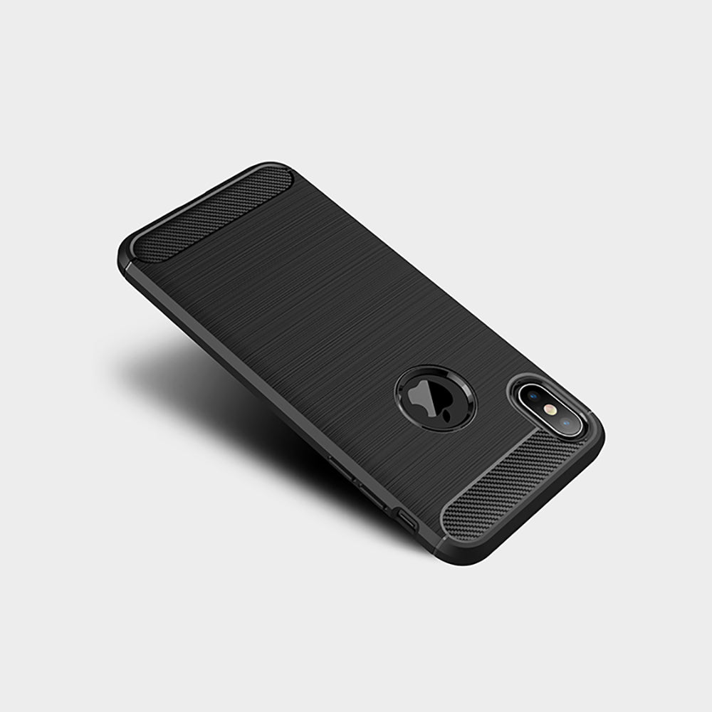 Hoes voor Apple iPhone XS Max, Techsuit, Carbon, Zwart