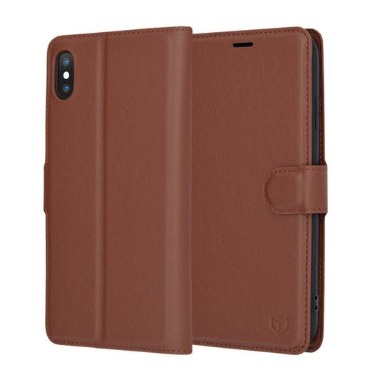 Coque pour Apple iPhone XS Max, Techsuit, Leather Folio, Marron