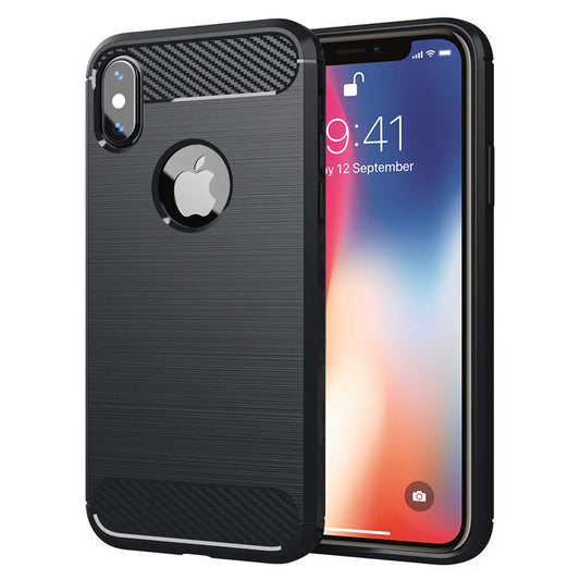 Coque pour Apple iPhone XS / X, Techsuit, Carbone, Noire