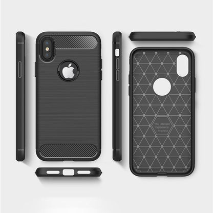 Hülle für Apple iPhone XS / X, Techsuit, Carbon, Schwarz