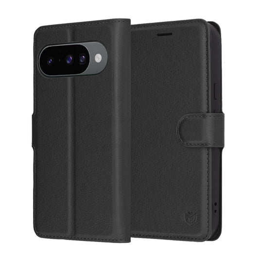 Hoes voor Google Pixel 10 Pro / 10, Techsuit, Leather Folio, Zwart