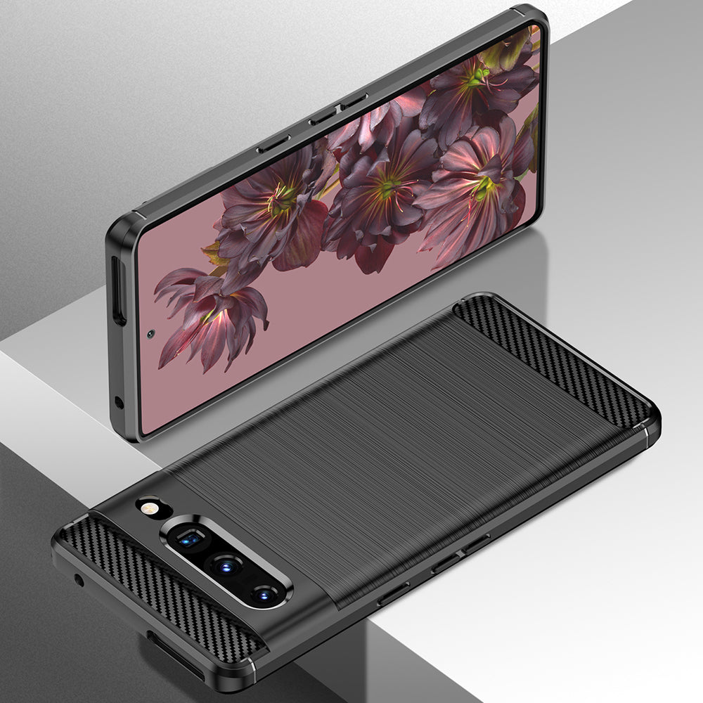 Hülle für Google Pixel 7 Pro, Techsuit, Carbon, Schwarz
