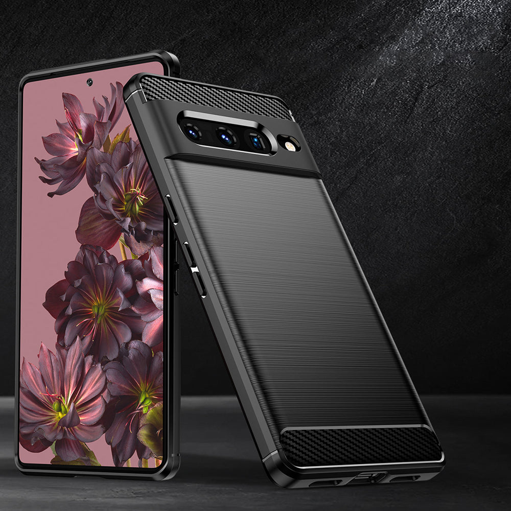 Hülle für Google Pixel 7 Pro, Techsuit, Carbon, Schwarz
